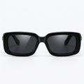 Front view - glossy black rectangular sunglasses