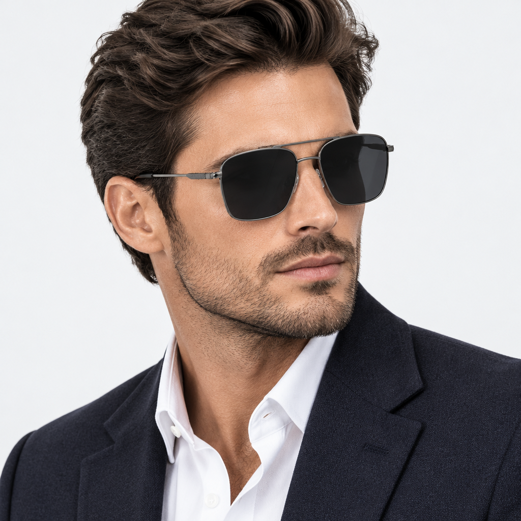 Apex Navigator Square Aviator Sunglasses - Male Model Lifestyle Shot