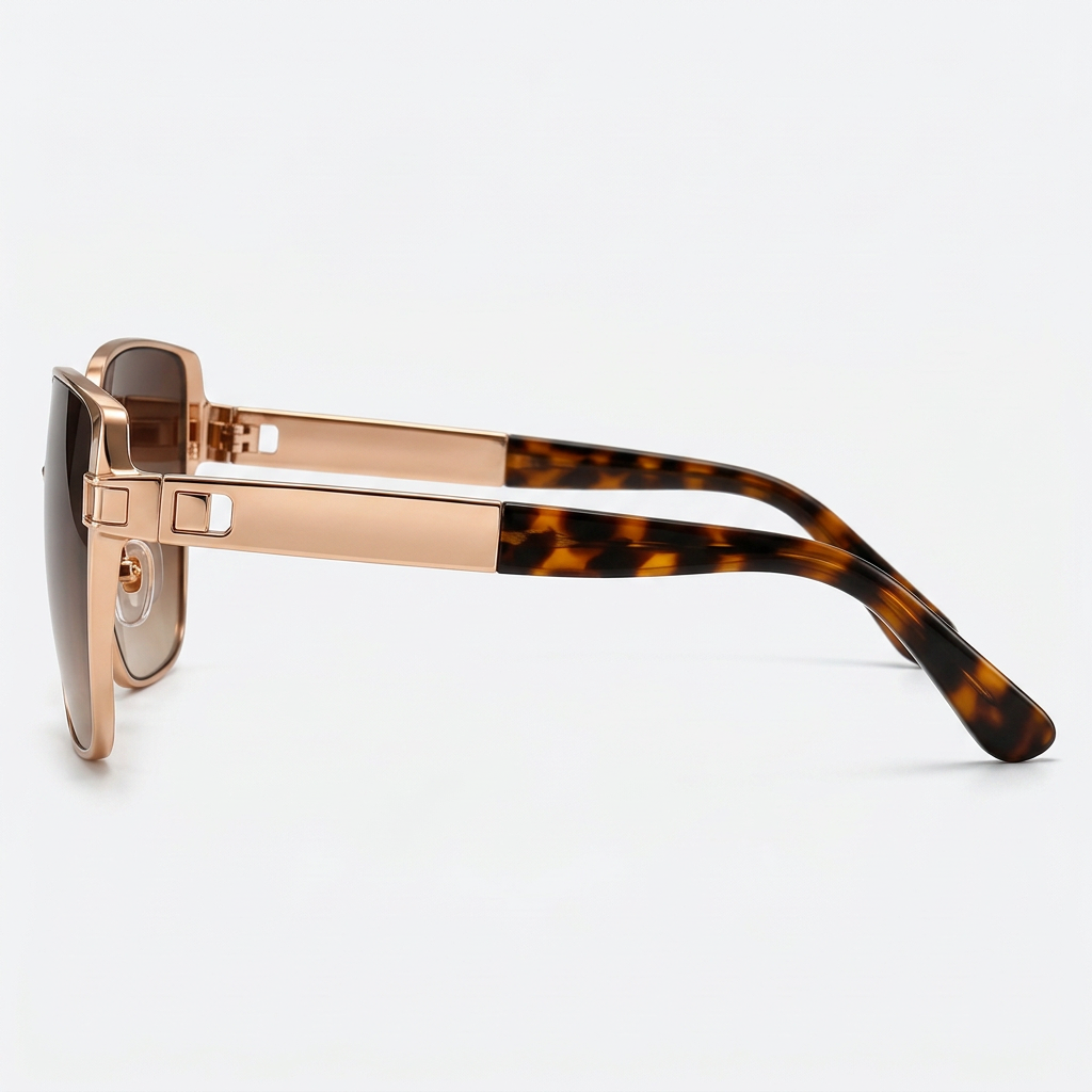 90-degree side profile - Rose gold oversized square sunglasses