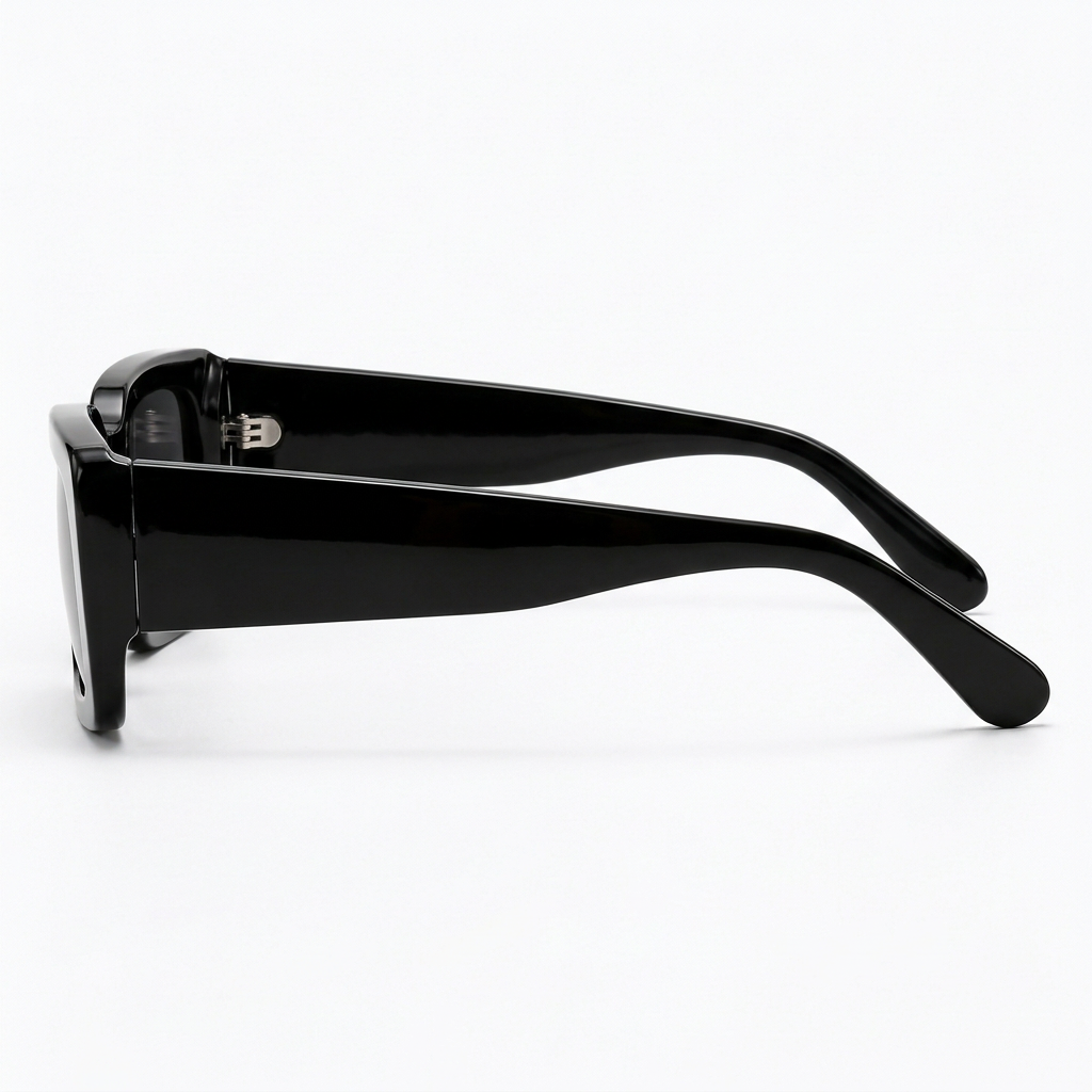 Noir Luxe Rectangle Sunglasses - 90° Side Profile